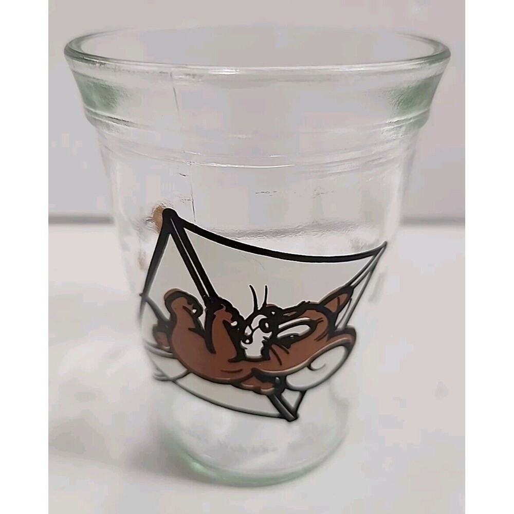 Vintage Welch's Tom and Jerry  Jelly Jar 1990 Drinking Glass 4" Jerry With Kite